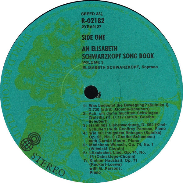 Elisabeth Schwarzkopf : An Elisabeth Schwarzkopf Song Book, Vol. 3 (LP, Album, Club, RE)