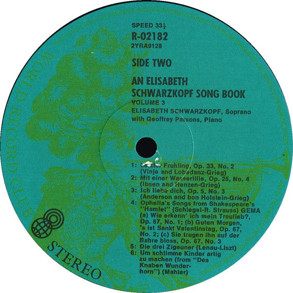 Elisabeth Schwarzkopf : An Elisabeth Schwarzkopf Song Book, Vol. 3 (LP, Album, Club, RE)
