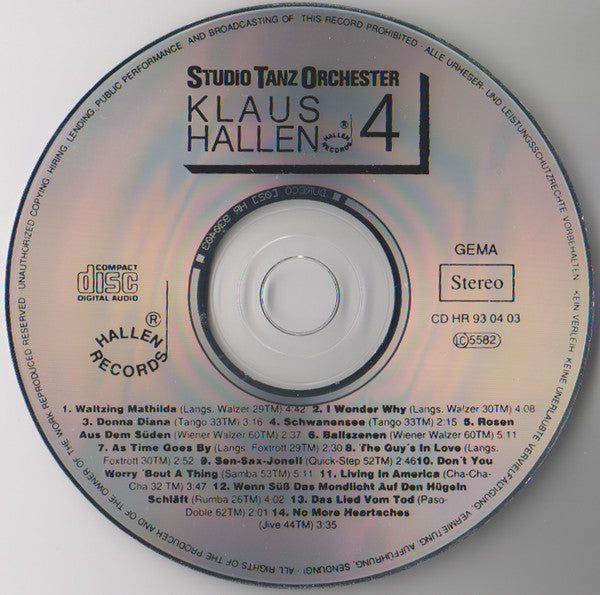 Studio Tanz Orchester Klaus Hallen* : Klaus Hallen 4 (CD, Album)
