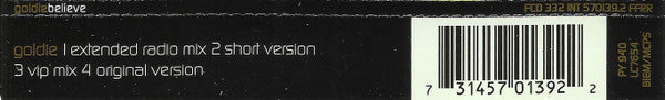 Goldie : Believe (CD, Single, Promo)