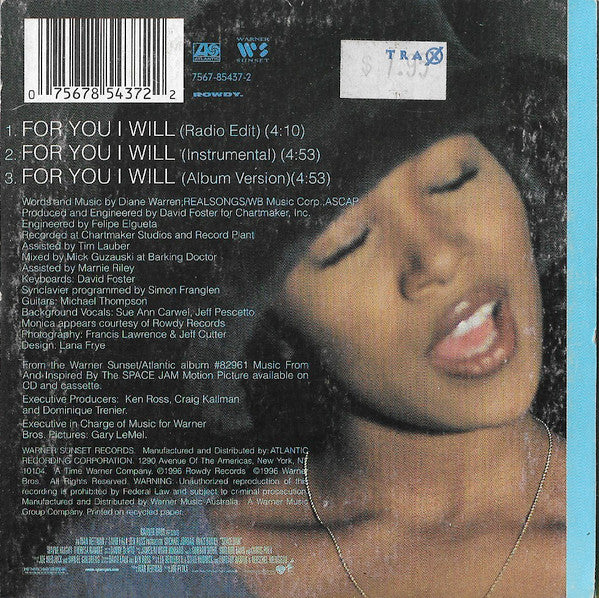 Monica : For You I Will (CD, Single, Car)