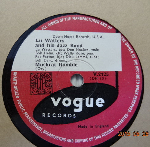 Lu Watters And The Yerba Buena Jazz Band : Muskrat Ramble / Frankie And Johnny (Shellac, 10")