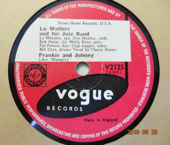 Lu Watters And The Yerba Buena Jazz Band : Muskrat Ramble / Frankie And Johnny (Shellac, 10")
