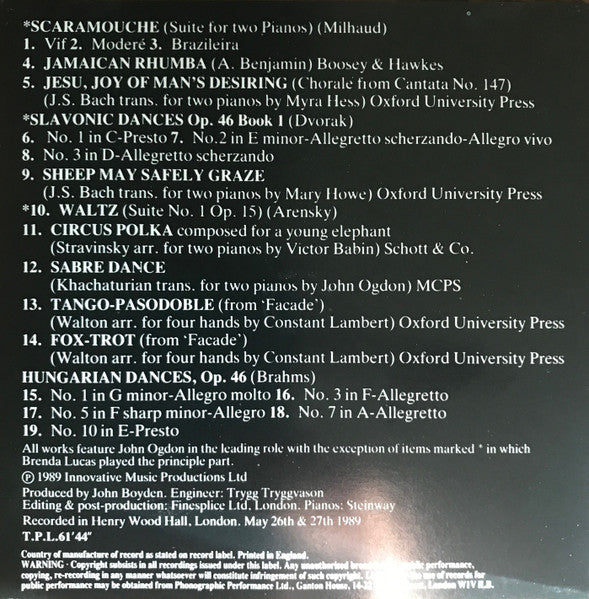 John Ogdon, Brenda Lucas : Music For Two Pianos  (CD, Album)