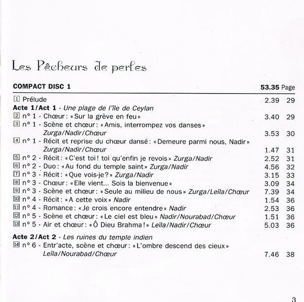 Georges Bizet - Louis Noguera, Martha Angelici, Henri Legay, Michel Dens, André Cluytens, Chœurs Du Théâtre National De L'Opéra Comique, Orchestre Du Théâtre National De L'Opéra-Comique : Les Pêcheurs De Perles (2xCD, Album, Mono)