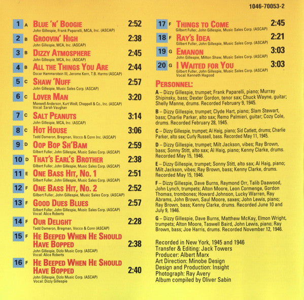 Dizzy Gillespie And His Sextets* And Orchestra* : Shaw 'Nuff (CD, Comp, RE)