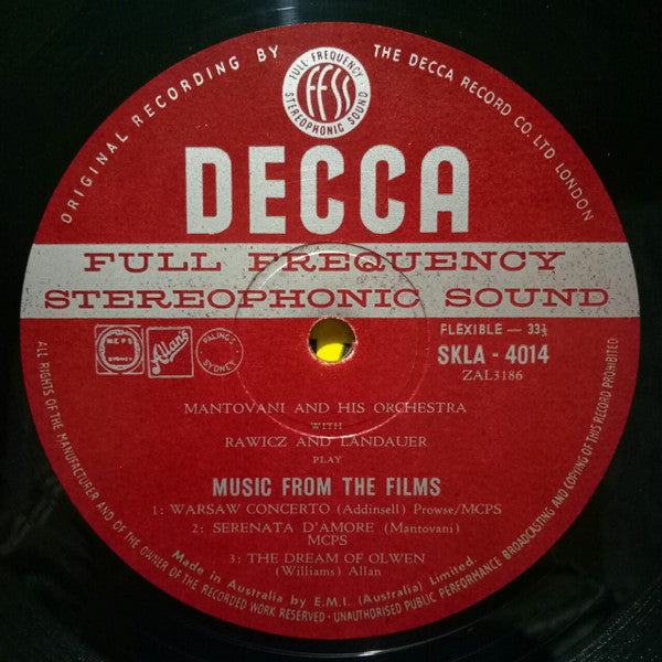 Mantovani And His Orchestra With Rawicz & Landauer : Music From The Films (LP, Album, Club)