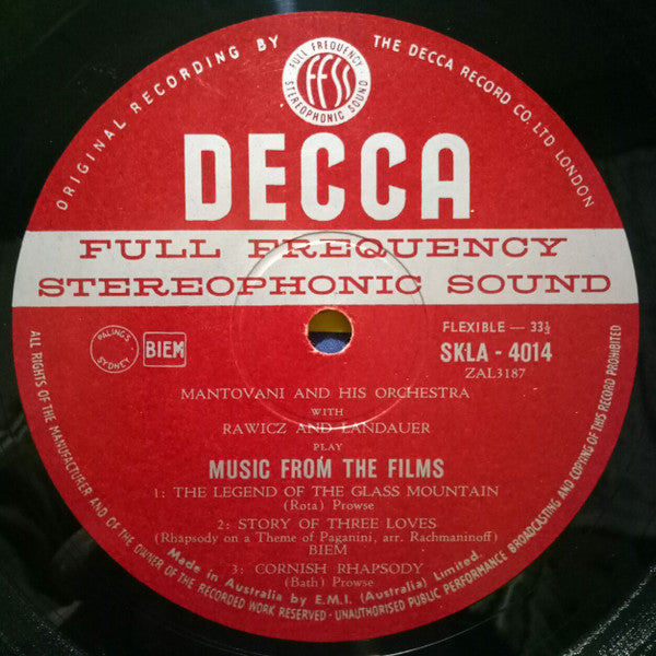 Mantovani And His Orchestra With Rawicz & Landauer : Music From The Films (LP, Album, Club)