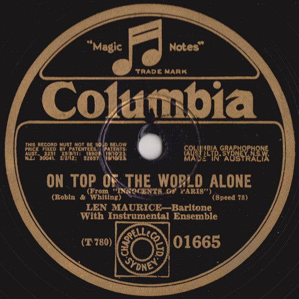 Len Maurice : On Top Of The World Alone / Louise (Shellac, 10")