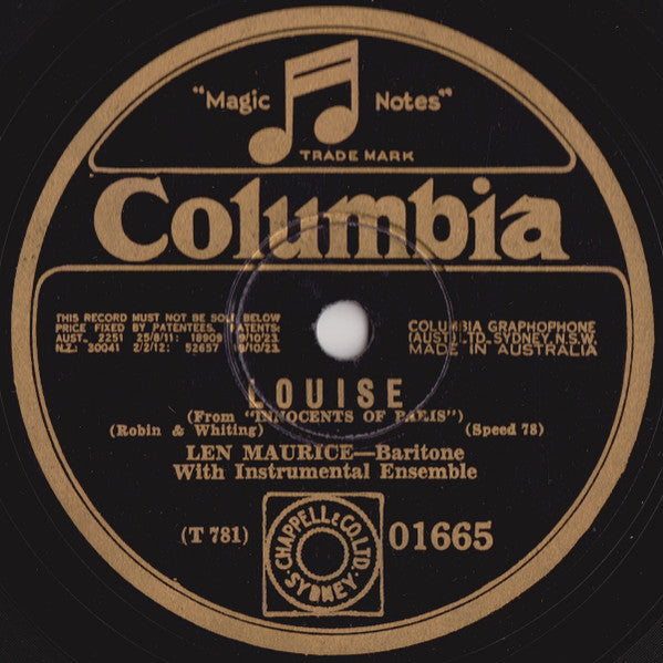 Len Maurice : On Top Of The World Alone / Louise (Shellac, 10")