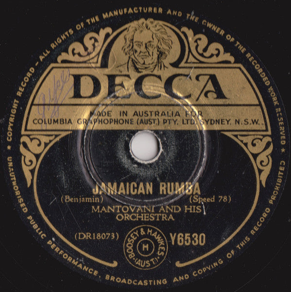 Mantovani And His Orchestra : Swedish Rhapsody / Jamaican Rumba (Shellac, 10")