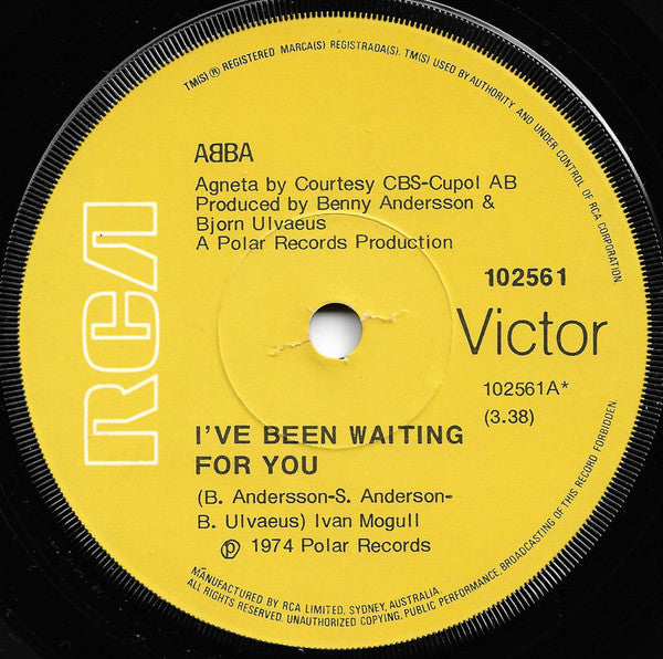 ABBA : I've Been Waiting For You (7", Single, RE)