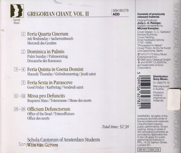 Wim van Gerven : Gregorian Chant, Vol. II (CD)