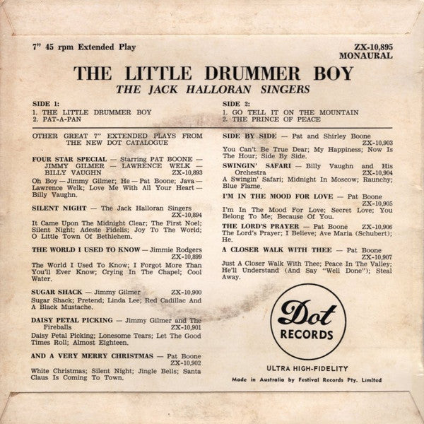 The Jack Halloran Singers : The Little Drummer Boy (7", EP)