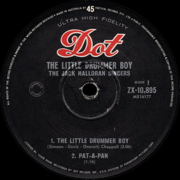 The Jack Halloran Singers : The Little Drummer Boy (7", EP)