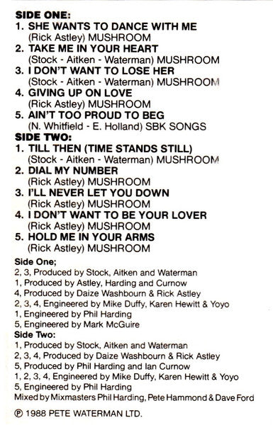 Rick Astley : Hold Me In Your Arms (Cass, Album)