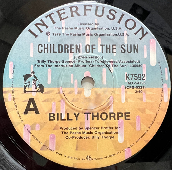Billy Thorpe : Children Of The Sun (7", Single)