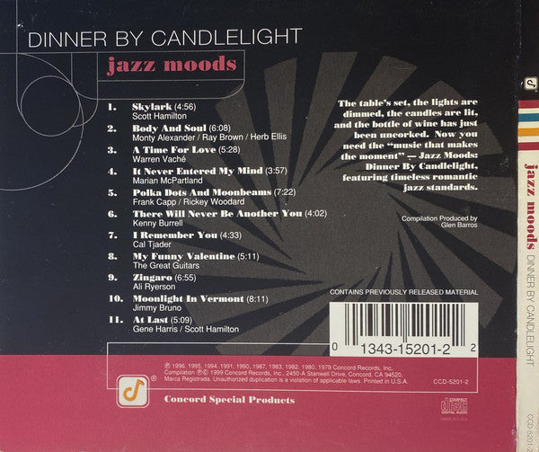 Various : Jazz Moods: Dinner By Candlelight (CD, Comp)
