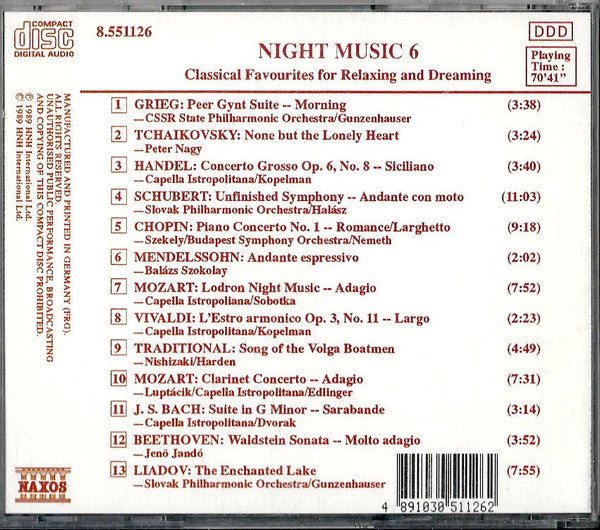 Various : Night Music 6 (Classical Favourites For Relaxing And Dreaming) (CD, Comp)