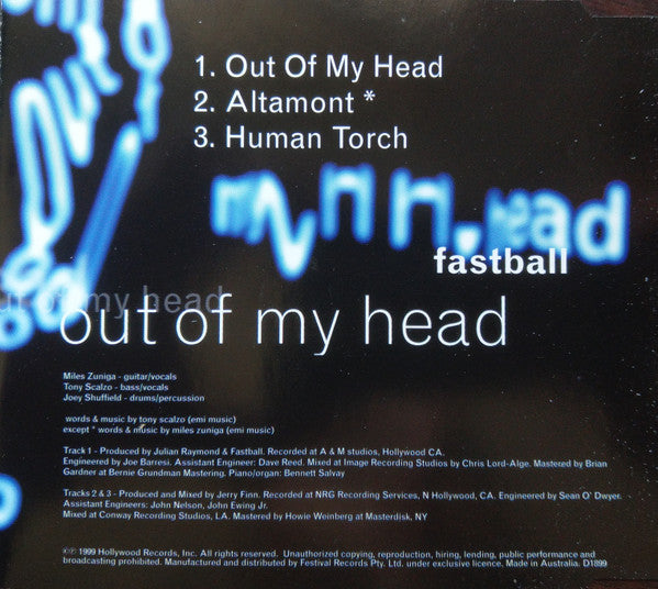 Fastball : Out Of My Head (CD, Single)