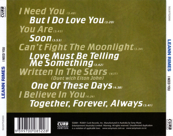 LeAnn Rimes : I Need You (CD, Album, Comp)