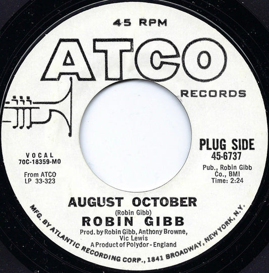 Robin Gibb : August October (7", Promo, Styrene, MO )