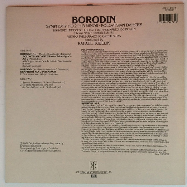 Alexander Borodin, Singverein Der Gesellschaft Der Musikfreunde, Wiener Philharmoniker, Rafael Kubelik : Symphony 2 in B Minor ∙ Polovtsian Dances  (LP, Album)