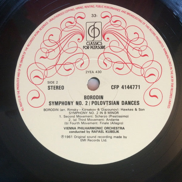 Alexander Borodin, Singverein Der Gesellschaft Der Musikfreunde, Wiener Philharmoniker, Rafael Kubelik : Symphony 2 in B Minor ∙ Polovtsian Dances  (LP, Album)