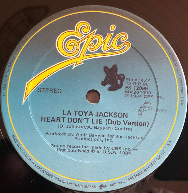 La Toya Jackson : Heart Don't Lie (12", Single)