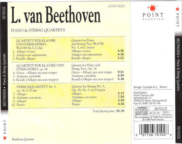 Beethoven* : Piano & String Quartets (CD, Comp)
