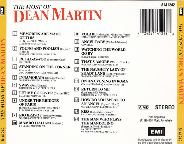 Dean Martin : The Most Of Dean Martin: 20 Original Tracks (CD, Comp)