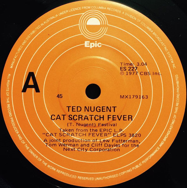 Ted Nugent : Cat Scratch Fever (7", Single)