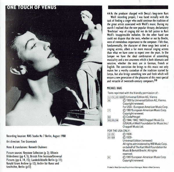 Ute Lemper Sings Kurt Weill : Ute Lemper Sings Kurt Weill (CD)