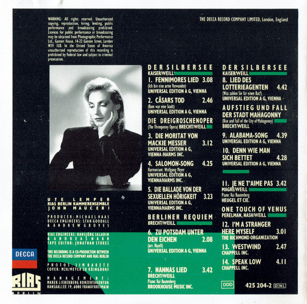 Ute Lemper Sings Kurt Weill : Ute Lemper Sings Kurt Weill (CD)