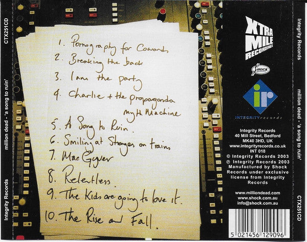 Million Dead : A Song To Ruin (CD, Album)