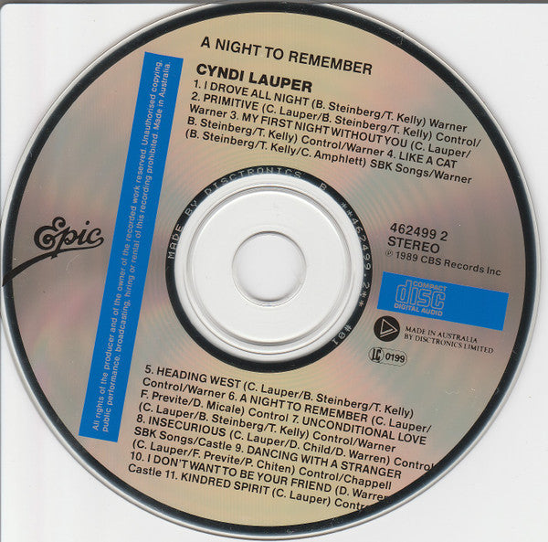 Cyndi Lauper : A Night To Remember (CD, Album)