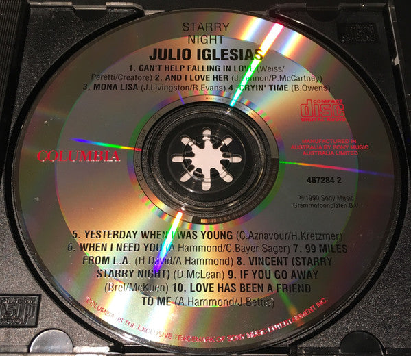 Julio Iglesias : Starry Night (CD, Album, RE)