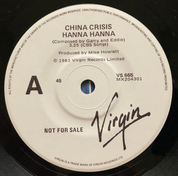China Crisis : Hanna Hanna (7", Single, Promo)