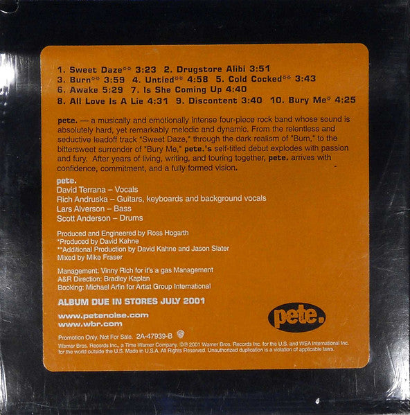 pete. : pete. (CD, Advance, Album, Promo)