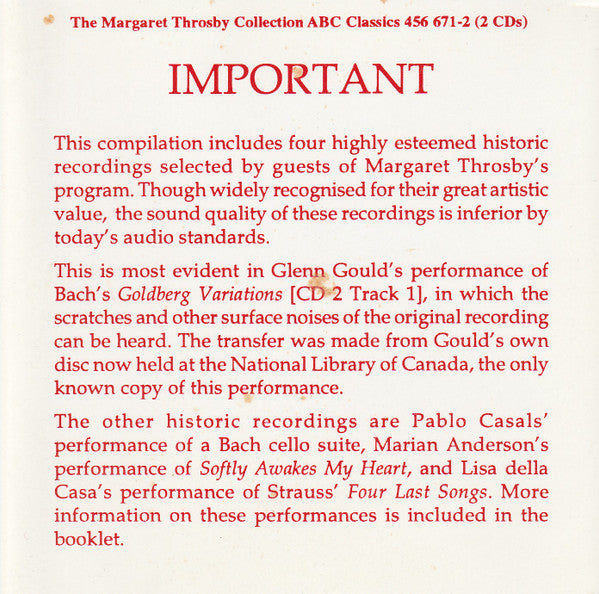 Various : The Margaret Throsby Collection (2xCD, Comp)