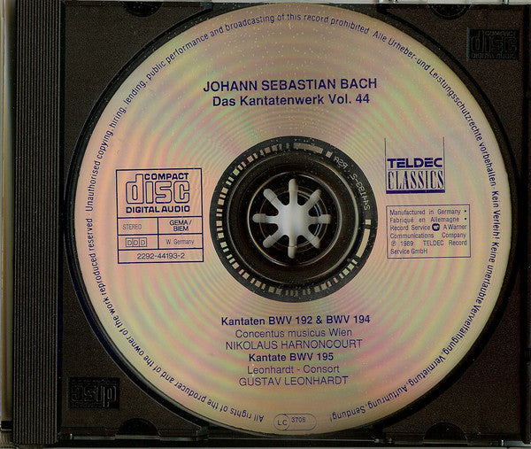Joh. Sebas. Bach* : Complete Cantatas Vol. 44 (CD, Album)