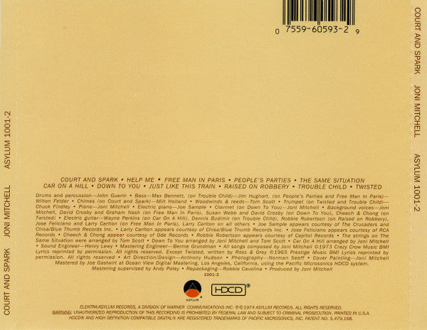 Joni Mitchell : Court And Spark (HDCD, Album, RE, RP, Cin)
