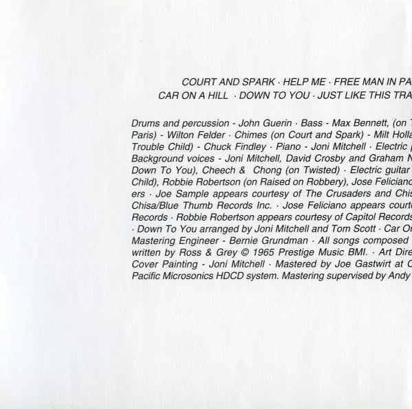 Joni Mitchell : Court And Spark (HDCD, Album, RE, RP, Cin)