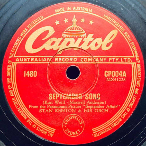 Stan Kenton And His Orchestra, Stan Kenton And His Orchestra : September Song / Artistry In Tango (Shellac, 10")