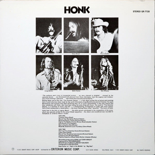 Honk (2) : The Original Sound Track from Five Summer Stories (LP, Album)