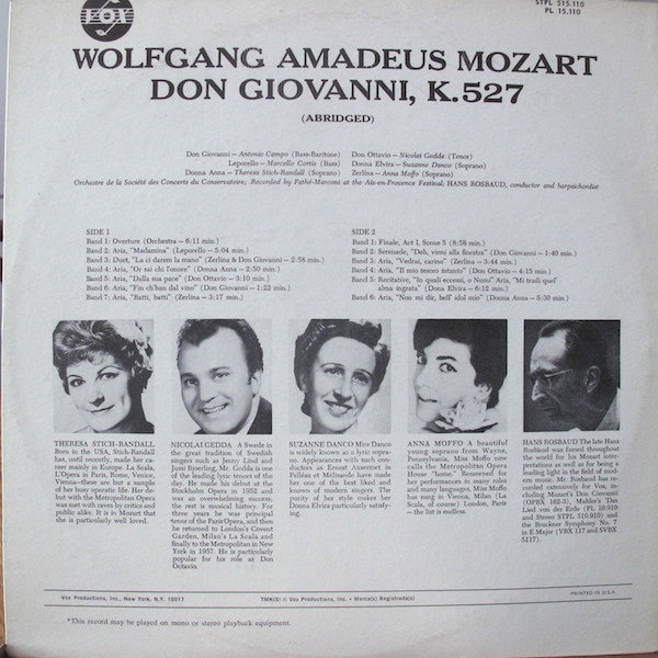 Mozart* : Don Giovanni (Abridged) (LP)