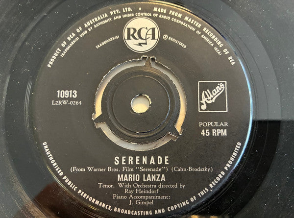Mario Lanza With Ray Sinatra And His Orchestra : Granada (7", Single, RE)