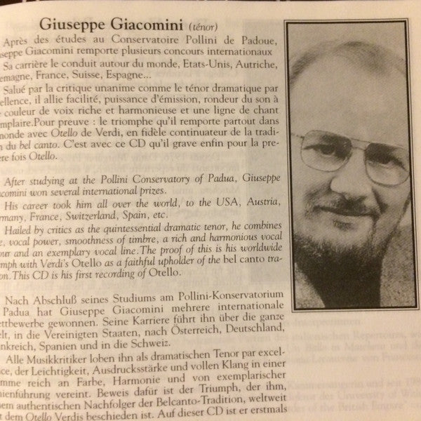 Verdi* / Giuseppe Giacomini, Margaret Price, Matteo Manuguerra, Orchestre National Bordeaux Aquitaine, Alain Lombard : Otello (2xCD, Album)