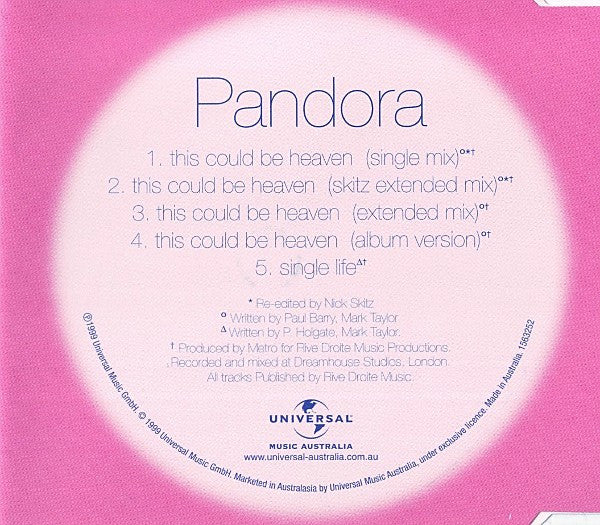 Pandora : This Could Be Heaven (CD, Single)