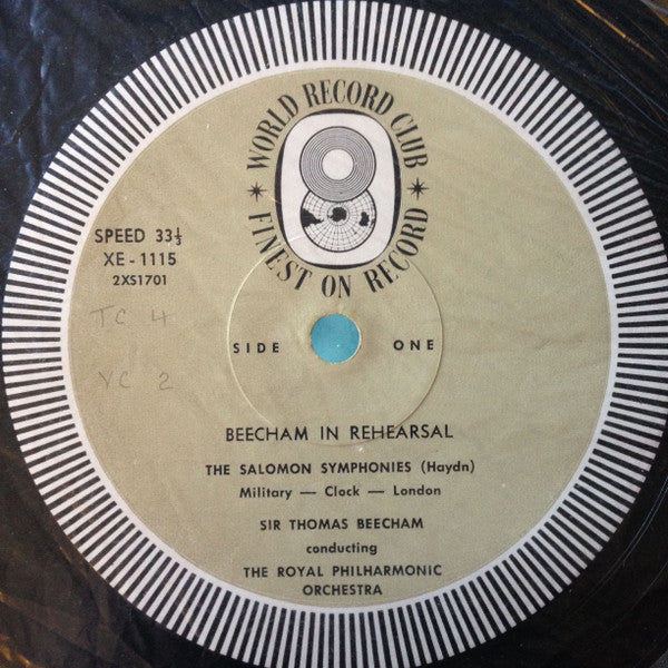 Sir Thomas Beecham : Beecham In Rehearsal (LP, Album, Mono, Club)